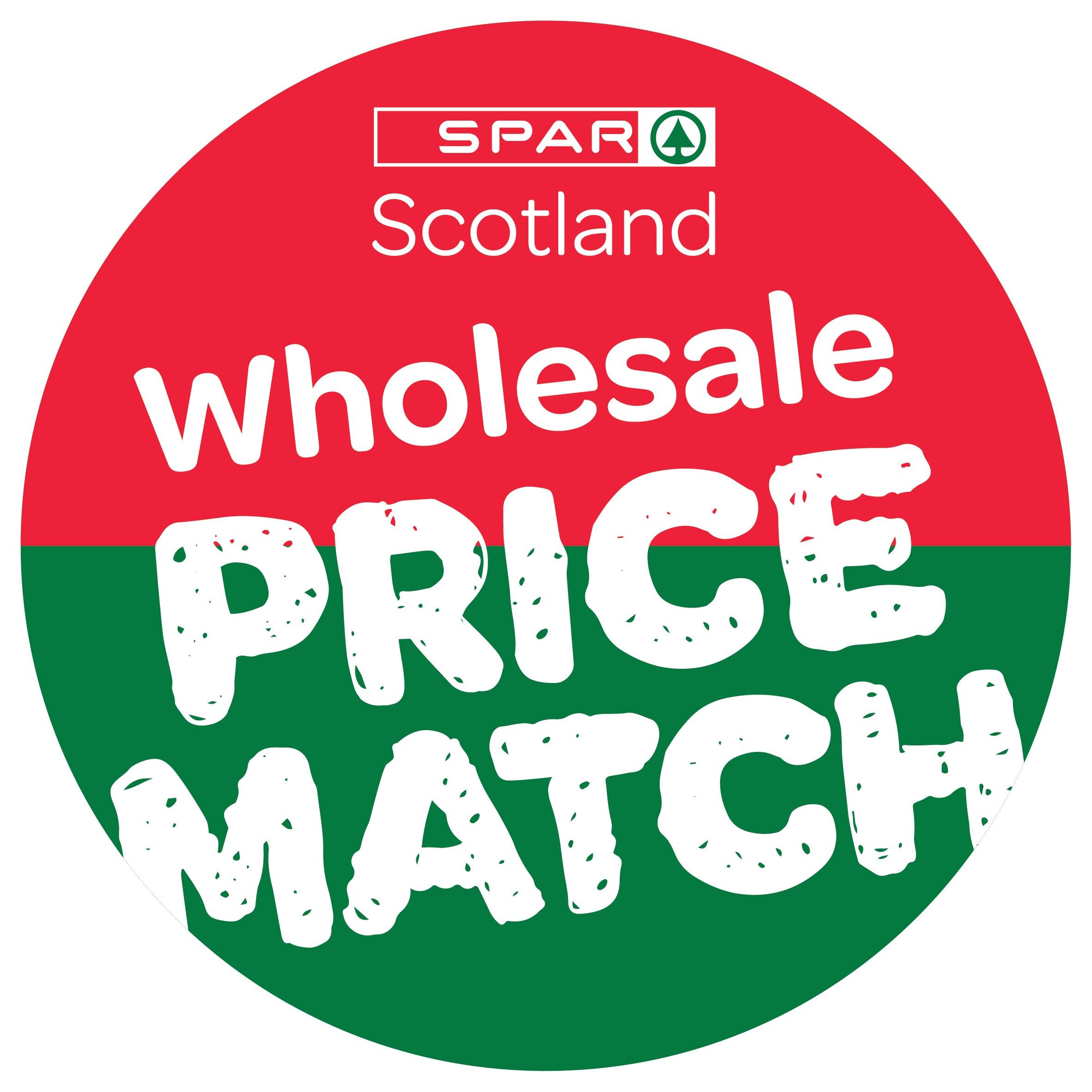 SPAR Scotland Wholesale Price Match logo promoting fixed wholesale pricing for tobacco lines