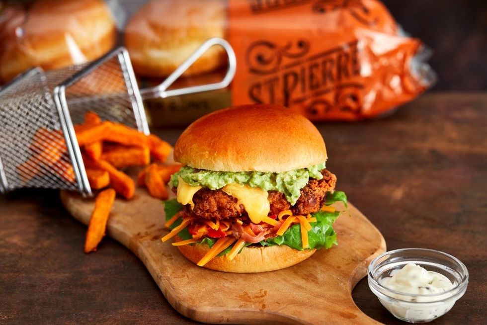 St Pierre Fried Chicken Burger with pack