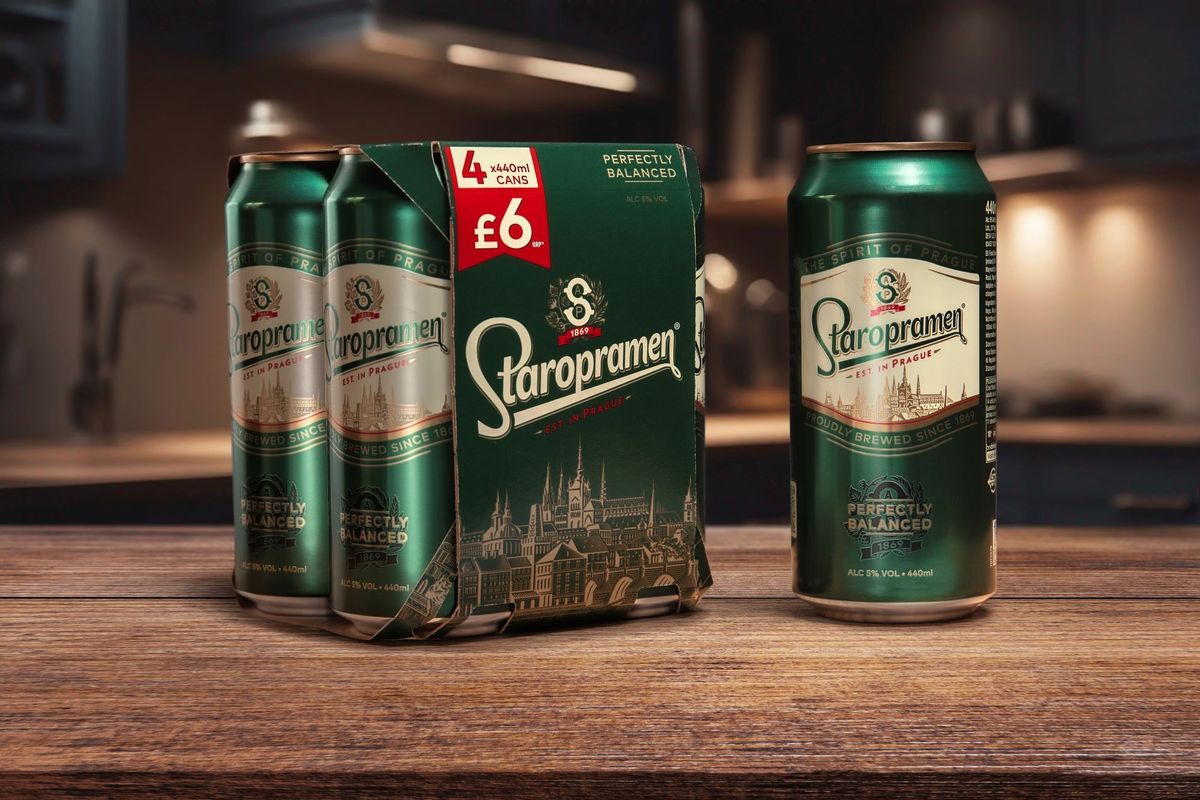 Staropramen 4x440ml price-marked multipack in recyclable sleeve