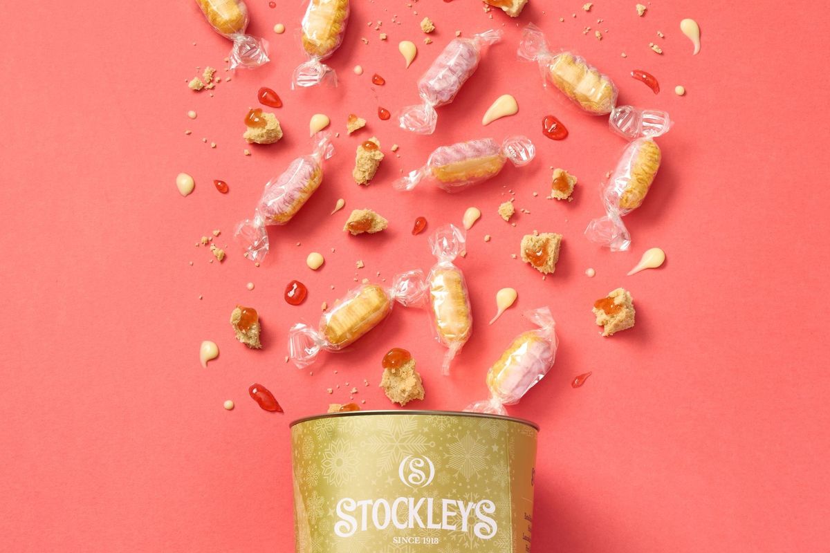 Stockley’s Jam Roly Poly sweets cross-section showing jam center