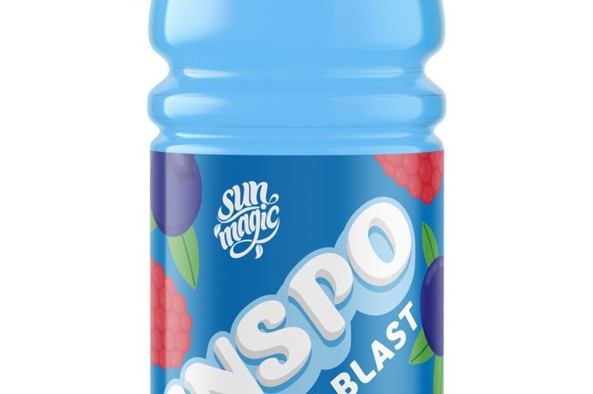 Sunmagic INSPO juice bottles lineup showing vibrant colors