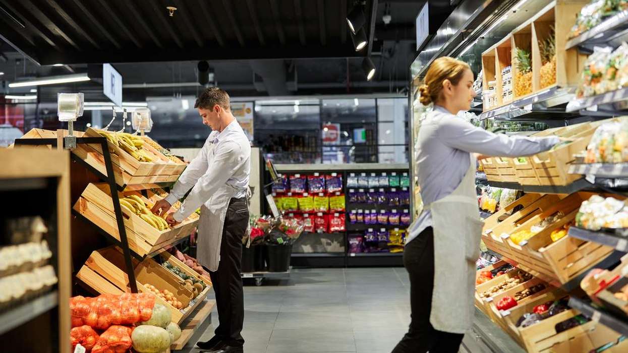 supermarket staff at work