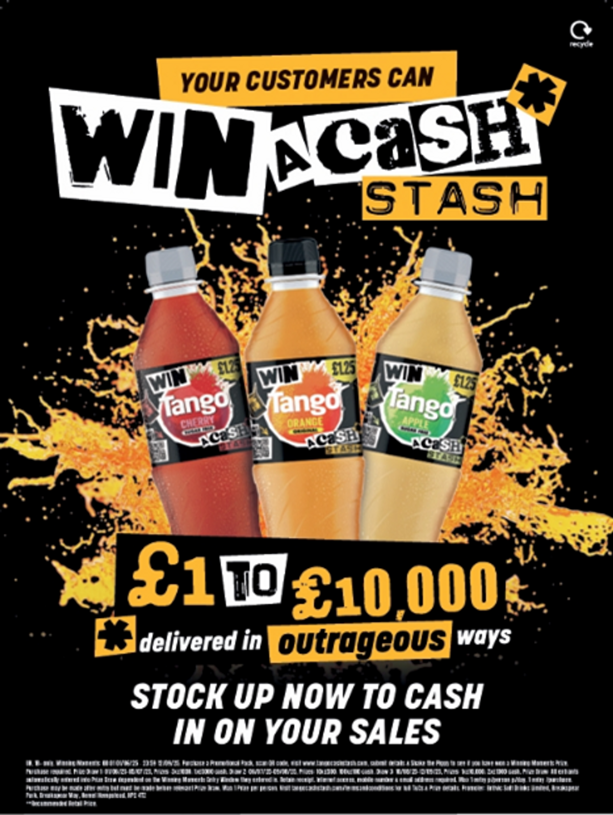 Tango drink cans with bold on-pack £10K cash prize promotion