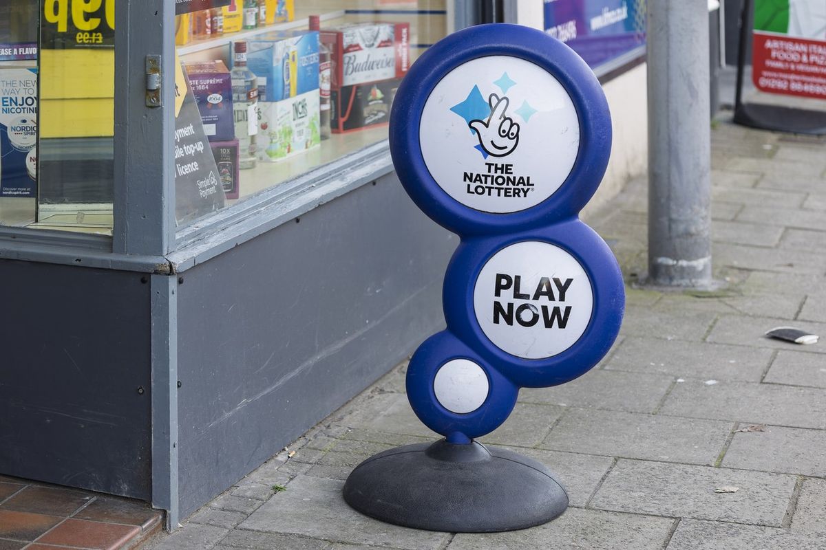 The National Lottery sign outside a local convenience store 