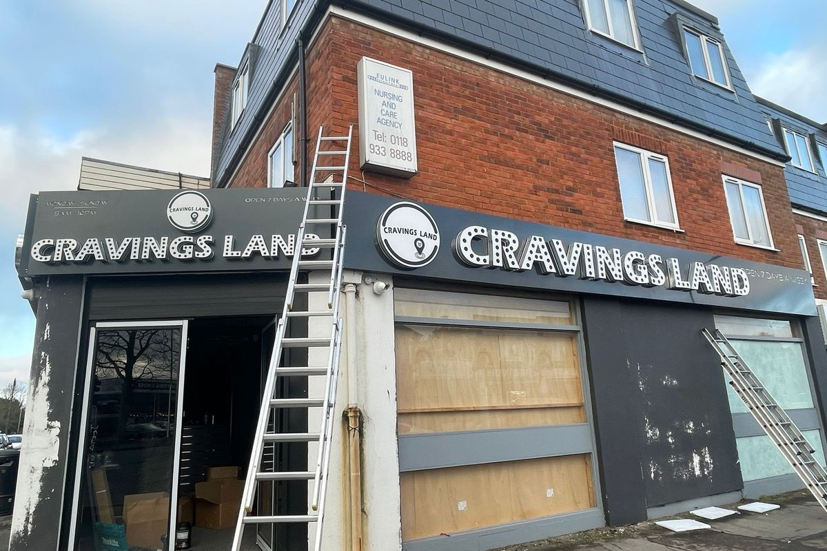 The upcoming Cravings Land grocery and convenience store at the junction of Basingstoke Road and Buckland Avenue in Whitley.