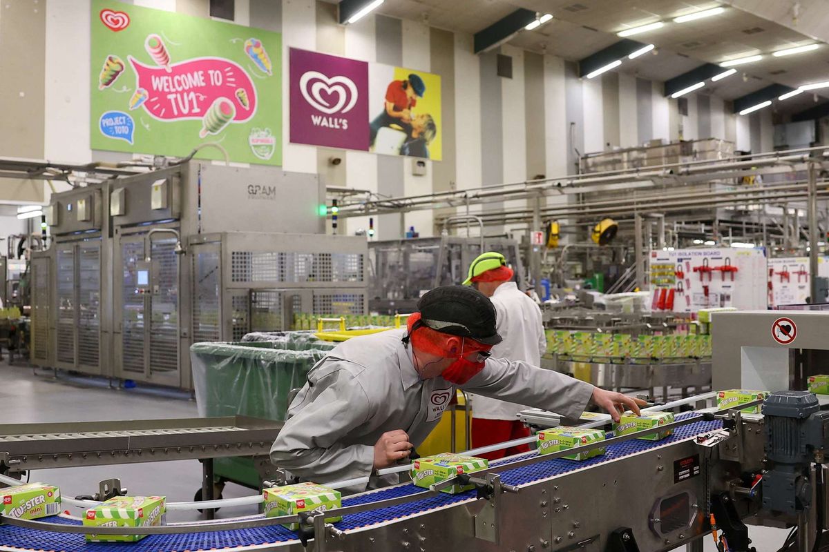 Twister ice cream production line at Unilever Wall's factory in Gloucester