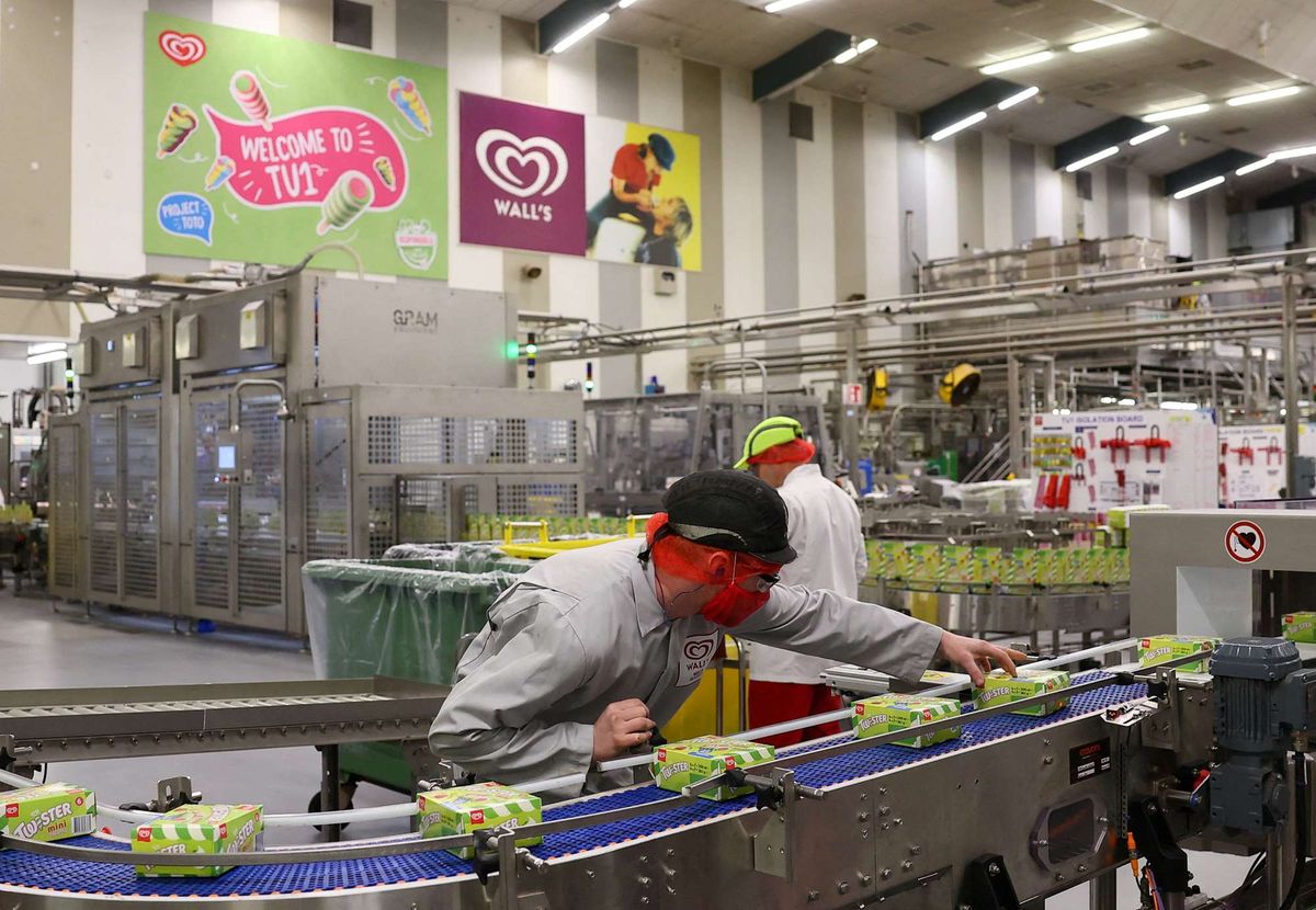 Twister ice cream production line at Unilever Wall's factory in Gloucester