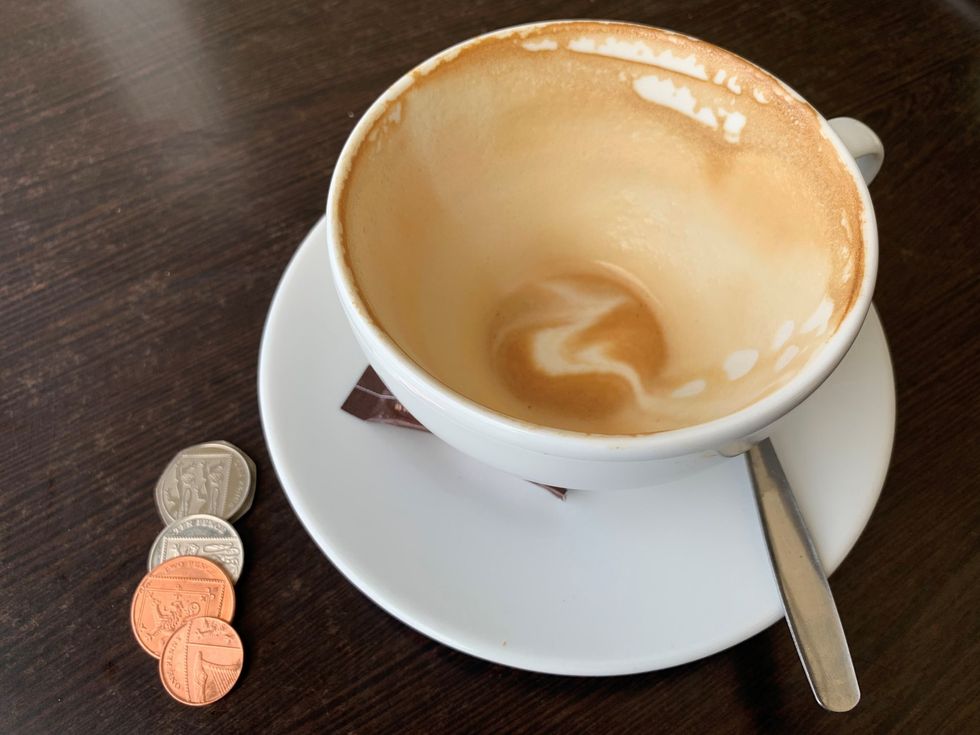 UK coffee shop counter post-latte levy pause, promoting sustainability  