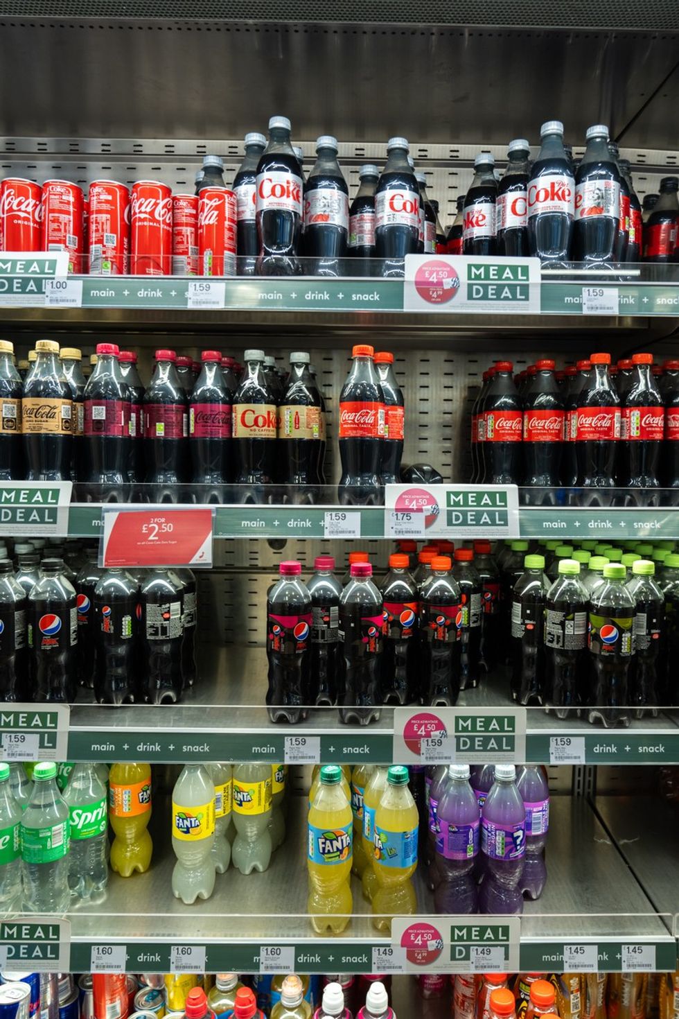 UK convenience store soft drinks chiller display for 2025 on-the-go shoppers.