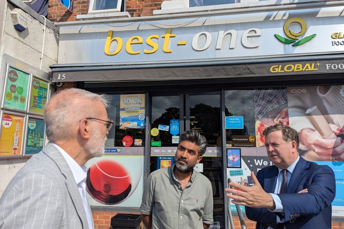 UK retailer Kay Patel speaks out on how theft and rising taxes are threatening small shops during a visit from Shadow Chancellor Mel Stride