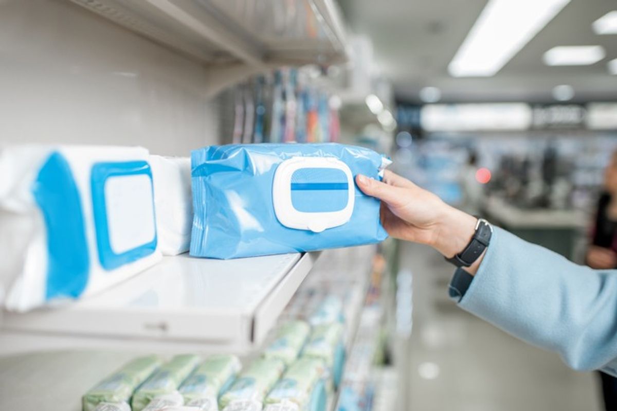 UK retailer shelves with wet wipes flagged under pollution laws