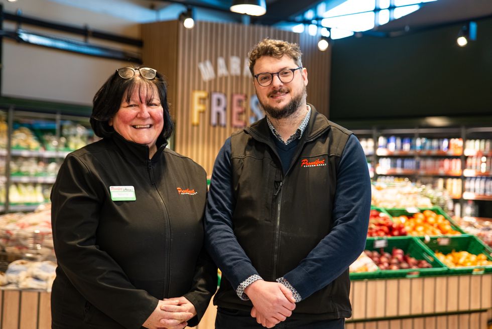 Valerie Aston and Marcus Proudfoot celebrate Newby store reopening
