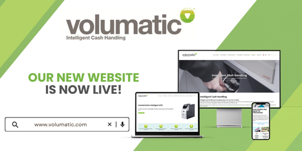 Volumatic’s redesigned website showcasing intelligent cash handling for UK retailers