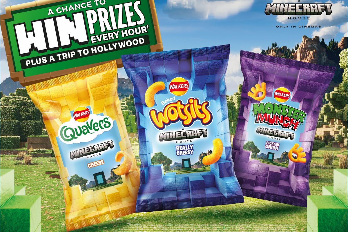 Walkers Monster Munch Minecraft Movie promotional pack with contest details