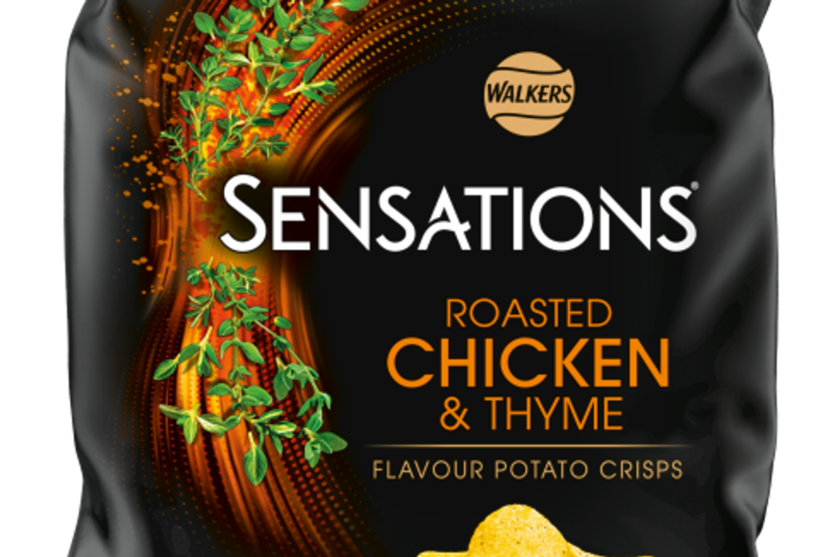 Walkers Sensations Roasted Chicken & Thyme crisps in new 40g single and 65g PMP formats