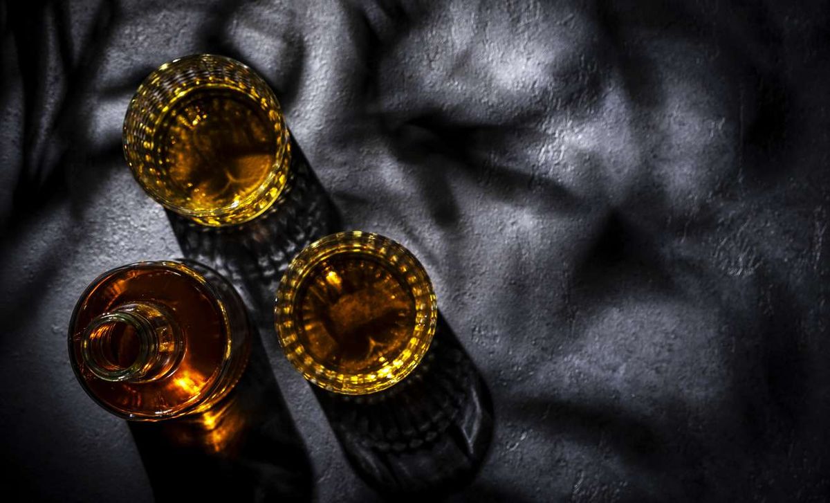whisky glass and bottle 