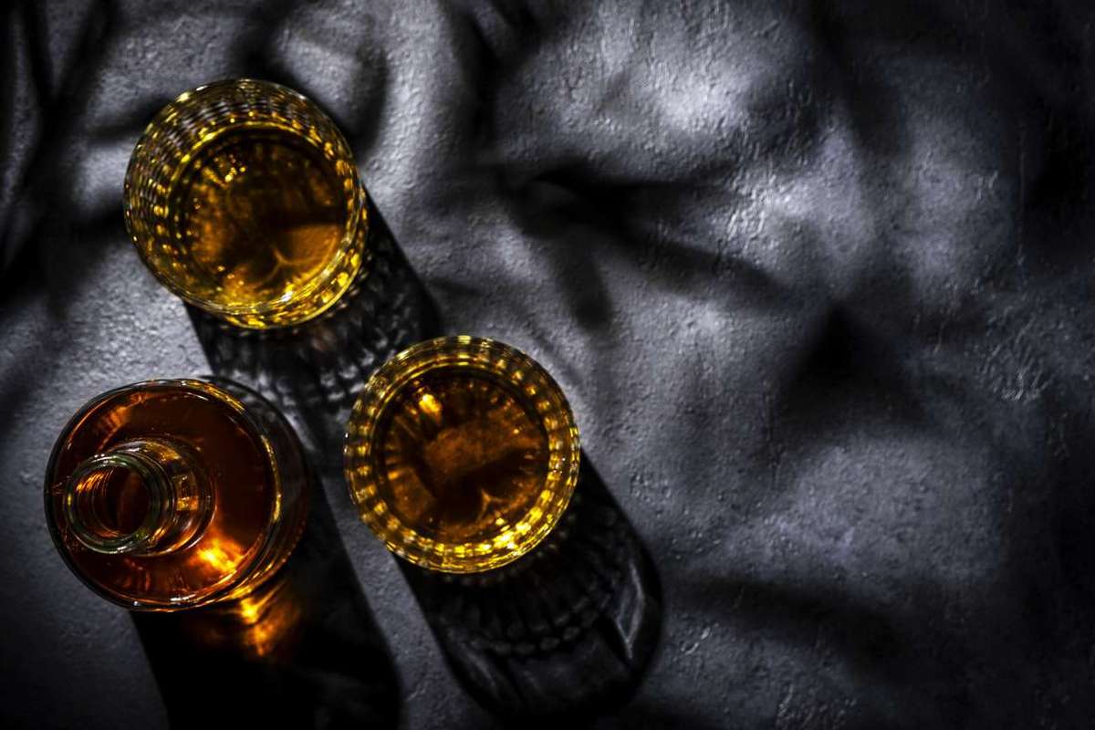 whisky glass and bottle