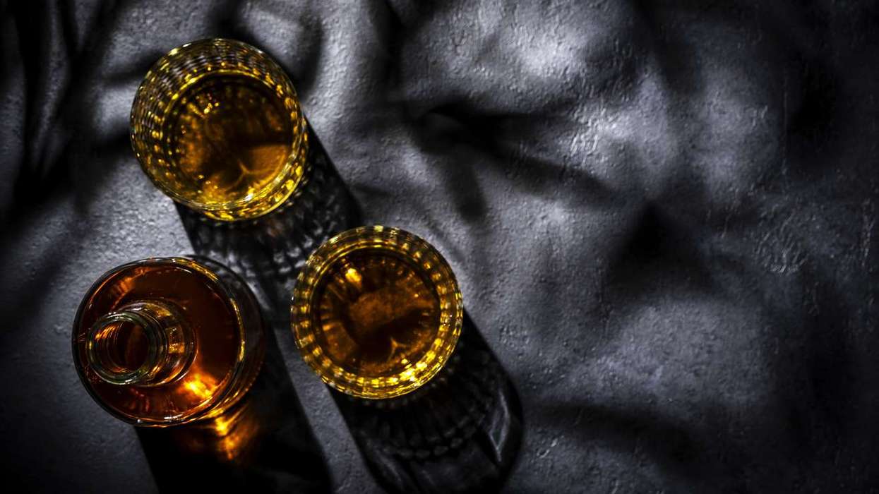 whisky glass and bottle