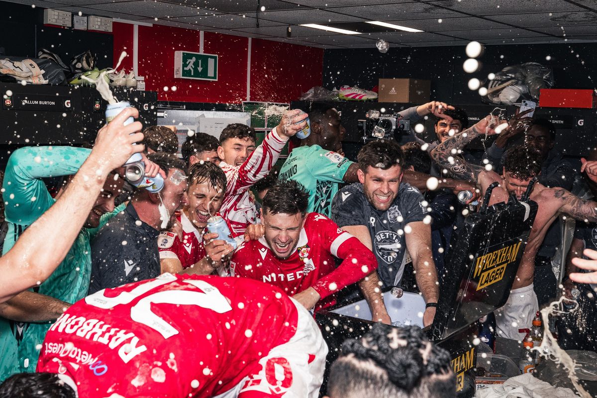 Wrexham Lager celebrates third Wrexham AFC promotion with Rob McElhenney and Ryan Reynolds raising global brand awareness