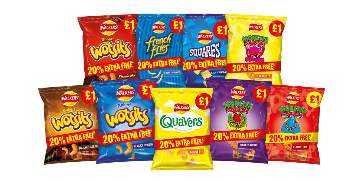 Walkers offers more value with 20% Extra Free on £1 PMPs