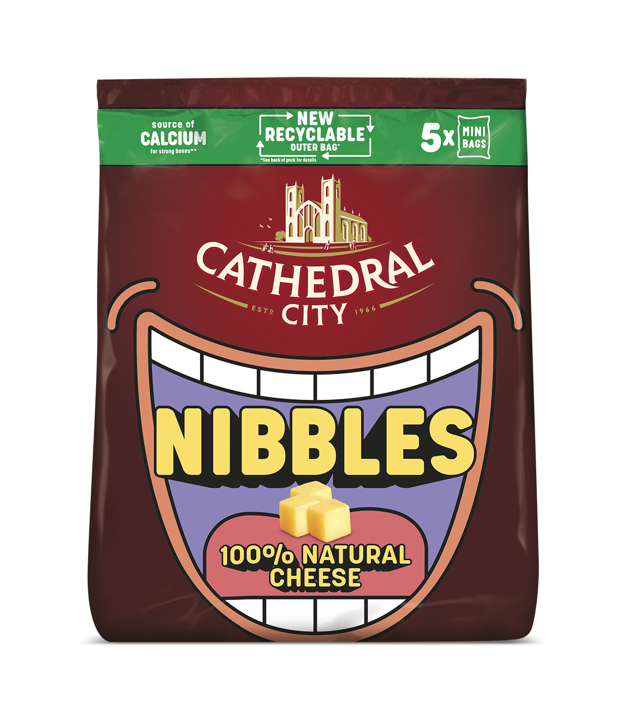 Cathedral City refreshes Nibbles line – new design, recyclable bag