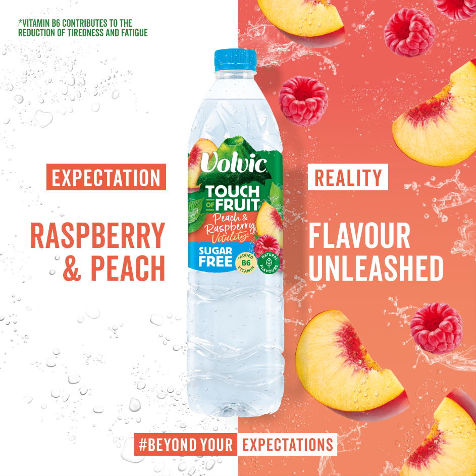 Volvic expands Touch of Fruit range with new Peach & Raspberry flavour