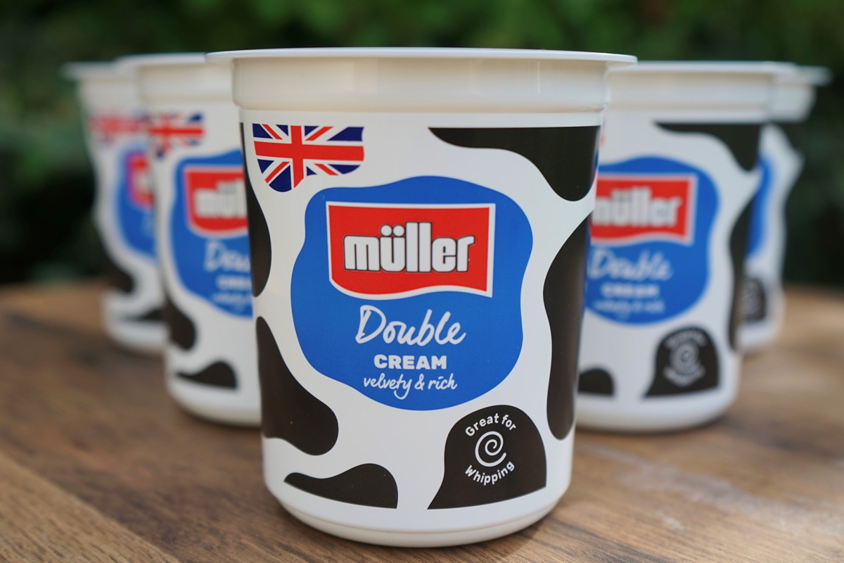 Müller unveils new cream pot packs made from recycled plastic