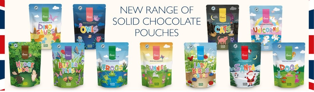 Hames Chocolates’ new shapes sharing pouches