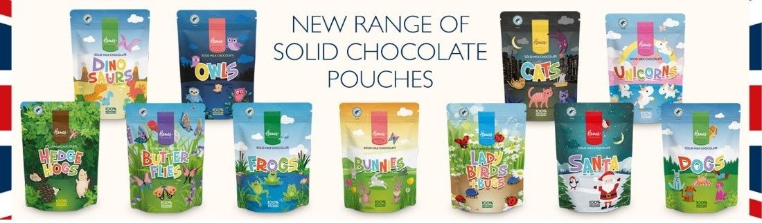 Hames Chocolates’ new shapes sharing pouches