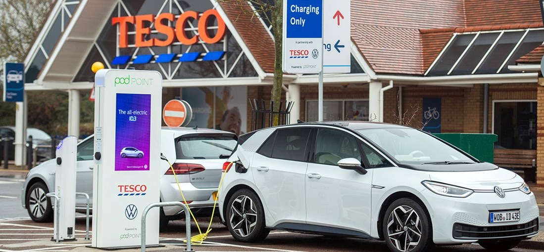 Tesco reaches target of 600 stores with EV charging points