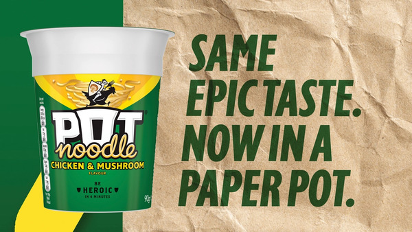 Pot Noodle trials new paper-based packaging