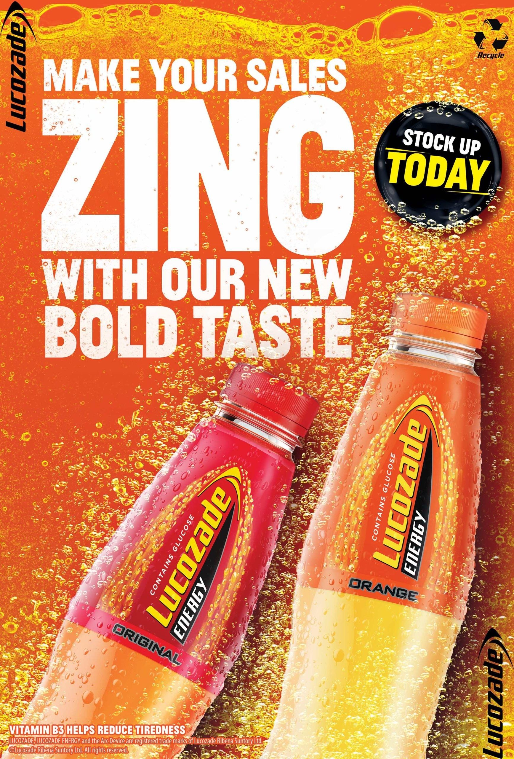 Lucozade Energy launches campaign around new look and taste