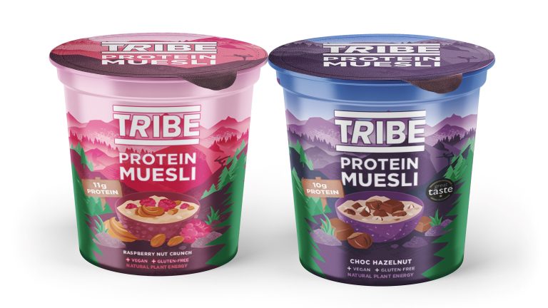 Tribe’s instant Protein Muesli Pots in sustainable packaging