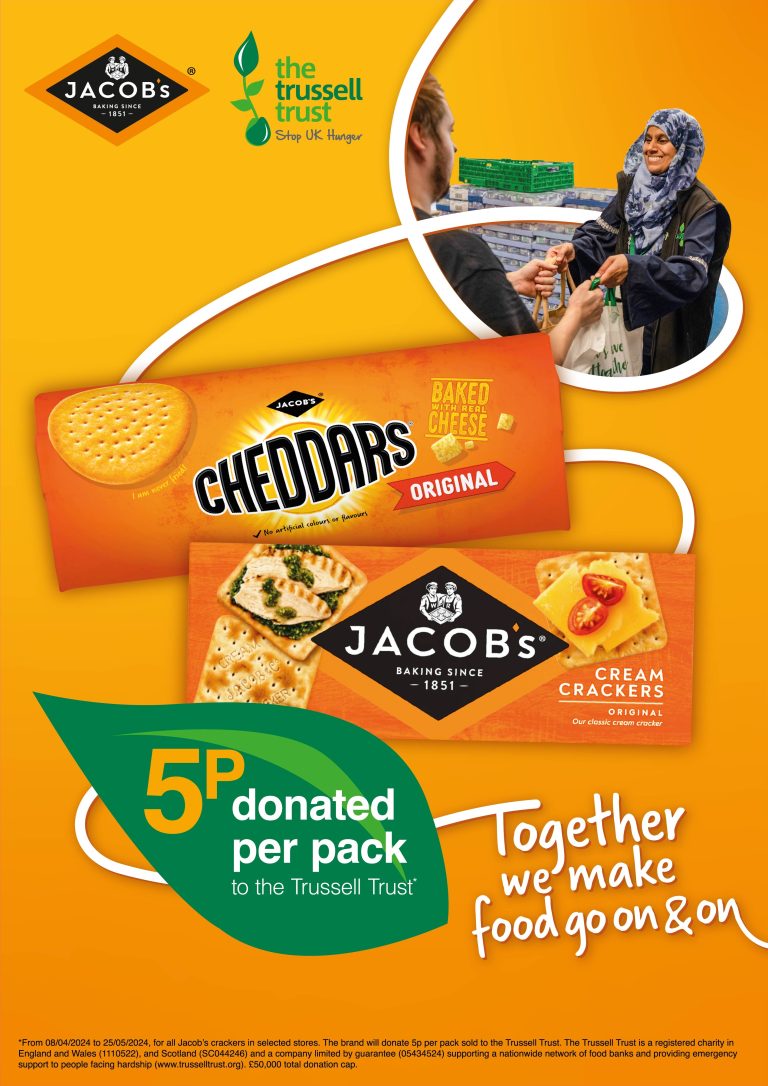 Jacob’s launches on-pack initiative to raise £50,000 for Trussell Trust